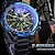 baratos Relógio Automático-Vencedor relógio mecânico masculino de luxo com mostrador grande moda negócios esqueleto oco automático de corda automática luminoso relógio de liga à prova d&#039;água
