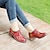 abordables Tacones de mujer-Mujer Tacones Oxfords Bullock Zapatos Zapatos hechos a mano Zapatos antiguos Diario Color sólido Separar Con Cordón Tacón Cuadrado Dedo redondo Vintage Moda Casual Cuero Piel de Oveja Cordones Rojo