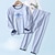 baratos Pijamas-Infantil Para Meninos 2 Peças T-shirt &amp; Calças Conjuntos de pijama Manga Longa Branco Azul Azul Céu Dinossauro Crewneck Primavera Outono Moda Casa 7-13 anos