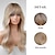 abordables Pelucas sintéticas de moda-ombre rubio cabello largo y rizado cabello largo con flequillo apariencia natural peluca sintética resistente al calor fiesta diaria adecuada para mujeres de moda 26 pulgadas