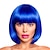 abordables Pelucas sintéticas de moda-peluca bob azul con flequillo peluca azul real de 12 pulgadas pelucas bob de fibra sintética corta para mujeres pelucas bob cortas y peluca bob cosplay de halloween