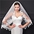 رخيصةأون طرحات الزفاف-حجاب زفاف بحافة مزينة بالدانتيل من طبقتين مع حجاب زفاف بأطراف الأصابع مع زينة 37.4 بوصة (95 سم) من الدانتيل