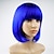 cheap Synthetic Trendy Wigs-Blue Bob Wig With Bangs 12 Inch Royal Blue Wig Short Synthetic Fiber Bob Wigs for Women Short Bob Wigs and Halloween Cosplay Bob Wig