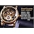 baratos Relógio Automático-FORSINING Masculino Relógio mecânico Luxo Mostrador Grande Moda Negócio Esqueleto Automático - da corda automáticamente Decoração Couro Assista