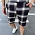 cheap Work Shorts-Men&#039;s Pink Shorts Shorts Chino Shorts Bermuda shorts Work Shorts Pocket Drawstring Print Grid / Plaid Breathable Soft Knee Length Casual Daily Holiday Simple Formal Gray Green Black-White