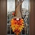 お買い得  花輪-秋の花輪リースハットフェイクメープルウッドビーズ玄関ドアのクリスマス装飾用