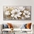 お買い得  花/植物画-壁白い花キャンバス picutre ハンドメイド抽象花油絵ポップアート現代絵リビングルームの家の装飾