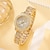 voordelige Quartz-horloges-6 stks set luxe horloge vrouwen ring ketting oorbellen strass mode polshorloge vrouwelijke casual dames horloges armband set