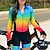 billige Tøjsæt til kvinder-Dame Triatletdragt Langærmet Bjerg Cykling Vej Cykling Marineblå Blå Regnbue Cykel Hurtigtørrende Letvægt Lycra Sport Regnbue Tøj