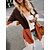 cheap Sweaters &amp; Cardigans-Women&#039;s Cardigan Sweater Jumper Ribbed Knit Patchwork Tunic Open Front Geometric Daily Going out Stylish Casual Fall Winter Blue Orange S M L