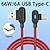 billige Mobiltelefonkabler-66w 6a hurtigladende usb c kabel albuekabel for spill for xiaomi redmi poco huawei honor mobiltelefonlader type c kabel