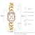 お買い得  クォーツ腕時計-高級女性のクォーツ時計ミニマリストスクエアフルダイヤモンドデジタルクォーツ時計ゴールドステンレススチールブレスレット女性のドレス時計