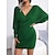 cheap Spring&amp;Autumn Dress-Women&#039;s Casual Dress Sweater Dress Bodycon Warm Mini Dress Outdoor Casual Daily Going out Pure Color Long Sleeve V Neck 2023 Ruched Regular Fit Black White Blue S M L