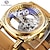 levne Mechanické hodinky-FORSINING Dámské Muži mechanické hodinky Luxus Velký ciferník Módní Obchodní Kostra Automatické natahování Svítící VODĚODOLNÝ Kožený řemínek Hodinky