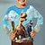 olcso fiú 3D-s pólók-Fiú 3D Grafika Állat Dinoszaurus Póló Hosszú ujj 3D nyomtatás Nyár Tavasz Ősz Sportok Divat Utcai sikk Poliészter Gyerekek 3-12 év Szabadtéri Hétköznapi Napi Normál