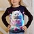 levne dívčí 3D trička-Dívčí 3D Komiks Květinový Kočka Tričko Košilky Dlouhý rukáv 3D tisk Léto Podzim Aktivní Módní Roztomilý Polyester Děti 3-12 let Venkovní Ležérní Denní Běžný