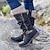 cheap Combat Boots-Women&#039;s Boots Combat Boots Sweater Boots Riding Boots Daily Walking Solid Color Knee High Boots Buckle Block Heel Round Toe Vintage Casual Comfort Walking PU Zipper Black Burgundy Purple