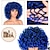 abordables Pelucas sintéticas de moda-pelucas rizadas cortas para mujeres negras peluca rizada afro rizada con flequillo suelto lindo rizado esponjoso ondulado negro a azul pelo sintético