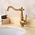 cheap Classical-Bathroom Faucet Single Handle, Sink Mixer Basin Taps with Cold and Hot Hose Vintage Brass