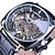 abordables Relojes mecánicos-Hombre Relojes Mecánico Esfera Grande Moda Negocios Reloj de Muñeca Calavera Cuerda Automática Luminoso IMPERMEABLE Aleación Piel Reloj