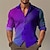 billiga grafiska skjortor för män-Herr Skjorta 3D Print Nedvikt Purpur Grön Utomhus Gata Långärmad Mönster Kläder Mode Streetwear Designer Ledigt