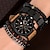 ieftine Ceasuri Quartz-Keller Weber 5 buc ceasuri set de brățări de lux pentru bărbați ceasuri de mână cuart cu bandă de piele ceas casual pentru bărbați cadou pentru iubit