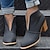 baratos Botas de tornozelo-botas pretas femininas – botas slip-on com corte em V da moda e saltos grossos em bloco para roupas casuais e de outono
