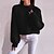cheap Sweaters &amp; Cardigans-Women&#039;s Pullover Sweater Jumper Jumper Cable Knit Patchwork Tunic Crew Neck Pure Color Daily Casual Winter Black White S M L