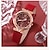 Χαμηλού Κόστους Ρολόγια Quartz-5 τμχ/σετ γυναικεία ρολόγια δερμάτινο γυναικείο ρολόι απλό casual γυναικείο ρολόι χειρός και δώρο κοσμημάτων