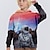 olcso fiú 3D pulóverek és pulóverek-Fiú 3D Grafika Űrhajós Kapucnis felsőrész Hosszú ujj 3D nyomtatás Tavasz Ősz Tél Divat Utcai sikk 3D mintás Poliészter Gyerekek 3-12 év Szabadtéri Hétköznapi Napi Normál