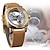 お買い得  機械式腕時計-FORSINING 女性 男性 機械式時計 贅沢 大きめ文字盤 ファッション ビジネス スケルトン 自動巻き 光る 防水 レザーストラップ 腕時計