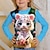 ieftine tricouri 3d fete-Fete 3D Desene Animate Floral Pisica Tricou Manșon Lung Tipărire 3D Vară Toamnă Activ Modă Drăguţ Poliester Copii 3-12 ani În aer liber Casual Zilnic Fit regulat