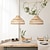 ieftine Design Lustre-candelabru din bambus retro ratan 40/50/60cm lemn de cafea e27 candelabru iluminat de tavan este aplicabil pentru camera de zi dormitor restaurant cafenea bar restaurant club alb cald 110-240v