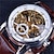 זול שעונים מכאניים-FORSINING גברים שעון מכני פאר צג גדול אופנתי עסקים שלד אוטומטי נמתח לבד קישוט עור שעון