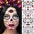 billige Halloween klistermærker-Halloween ansigtstatoveringsklistermærker med de dødes dag, midlertidige ansigtstatoveringer med sukkerkranie til dia de los muertos-makeup, sjov og uhyggelig ansigtsdekoration til fest