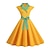 cheap Party Dresses-Women&#039;s Button Print Vintage Dress Midi Dress Elegant Polka Dot Lapel Sleeveless Office Date Spring Fall Black Yellow