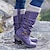 cheap Combat Boots-Women&#039;s Boots Combat Boots Sweater Boots Riding Boots Daily Walking Solid Color Knee High Boots Buckle Block Heel Round Toe Vintage Casual Comfort Walking PU Zipper Black Burgundy Purple
