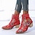 cheap Ankle Boots-Women&#039;s Boots Lace Up Boots Booties Ankle Boots Outdoor Daily Floral Embroidered Booties Ankle Boots Winter Chunky Heel Pointed Toe Elegant Vintage PU Lace-up Black Light Red Red