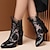 cheap Ankle Boots-Women&#039;s Boots Booties Ankle Boots Party Floral Embroidered Winter Zipper Chunky Heel Pointed Toe Elegant Vintage PU Loafer Black