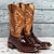 cheap Cowboy &amp; Western Boots-Men&#039;s Boots Cowboy Boots Embroidery Plus Size Riding Boots Vintage Outdoor Daily Faux Leather Waterproof Comfortable Slip Resistant Mid-Calf Boots Loafer Black Brown Coffee Color Block Fall Winter