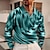cheap Men&#039;s V Neck Polos-Men&#039;s Polo Shirt Golf Shirt Optical Illusion Graphic Prints Turndown Blue-Green Blue Brown Green Gray Outdoor Street Long Sleeve Print Clothing Apparel Sports Fashion Streetwear Designer