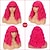 abordables Pelucas sintéticas de moda-pelucas rosas cortas para mujeres pelucas onduladas cortas de color rosa fuerte con flequillo peluca de bob rizada rosa sintética peluca cosplay de longitud de hombro rizado para mujeres pelucas de