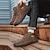 abordables Zapatos hechos a mano de hombre-Hombre Botas Retro Zapatos hechos a mano Zapatos Confort Zapatos de Paseo Casual Diario Cuero Cómodo Botines / Hasta el Tobillo Mocasín Rojo Oscuro Negro Caqui Primavera Otoño