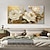 זול ציורי פרחים/צמחייה-קיר פרח לבן בד ציור בעבודת יד פרחים מופשטים ציור שמן פופ ארט תמונה מודרנית לסלון קישוט הבית