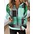 cheap Hoodies &amp; Sweatshirts-Women&#039;s Sweatshirt Pullover Basic Quarter Zip Pink Blue Green Plaid Casual Sports V Neck Top Long Sleeve Fall &amp; Winter Micro-elastic