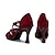 abordables Zapatos de baile latino-Mujer Zapatos de Baile Latino Profesional Zapatos brillantes Fiesta Elegante Purpurina Tacón Carrete Puntera abierta Hebilla Adulto Rojo Oscuro