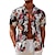 billige hawaiianske skjorter i revers til mænd-Herre Skjorte Hawaii skjorte Blomstret Grafiske tryk Aftæpning Sort Gul Rød Navyblå Marineblå udendørs Gade Kort Ærme Trykt mønster Tøj Mode Designer Afslappet Blødt