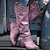 levne Cowboy &amp; Western Boots-Dámské Boty Kovbojské boty Větší velikosti Venkovní Denní Pevná barva Ke kolenům Blokovat patu Nízký podpatek Oblá špička Vinobraní Na běžné nošení Minimalismus Umělá kůže PU Zip Světle hnědá Čern
