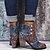 cheap Ankle Boots-Women&#039;s Boots Boho Bohemia Beach Plus Size Party Outdoor Office Floral Geometric Booties Ankle Boots Winter Beading Chunky Heel Round Toe Vintage Walking PU Zipper Brown Rainbow