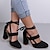 cheap Women&#039;s Heels-Women&#039;s Heels Pumps Sandals Lace Up Sandals Strappy Sandals Block Heel Sandals Sexy Shoes Party Outdoor Beach Solid Color Summer High Heel Chunky Heel Round Toe Elegant Sexy Casual Satin Lace-up Wine
